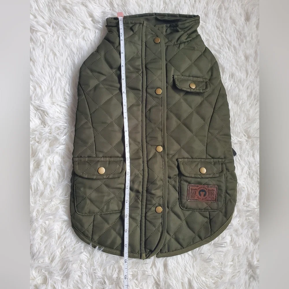 Fab Dog Quilted Barn Dog Coat Olive Green Size 16